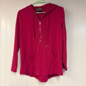 Ralph Lauren Pink Half-Zip Hoodie Top Vintage Large